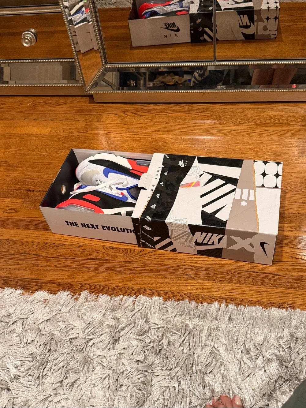 Nike Kids Air Max 2090 Sneakers in White, Black, Blue, Red